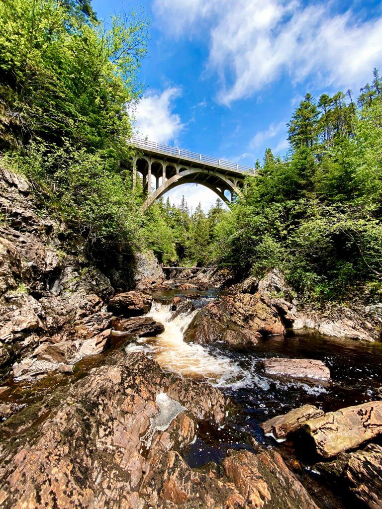 Bridge at Cataracts Provincial Park viewed from below